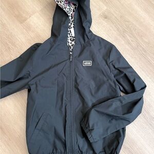 Vans Black Kids' Hooded Rain Jacket with Leopard Lining